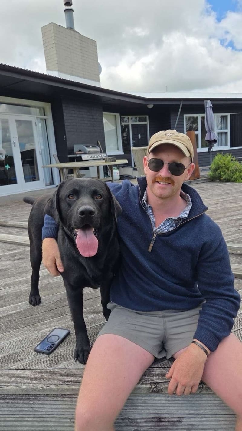 Nate Humphries of Shotover Fencing Solutions, with his dog